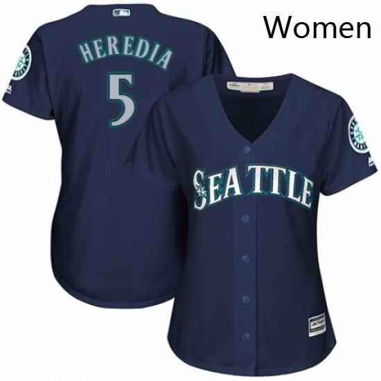 Womens Majestic Seattle Mariners 5 Guillermo Heredia Authentic Navy Blue Alternate 2 Cool Base MLB Jersey